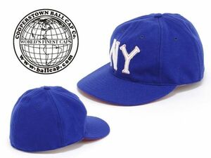 未使用 USA製《COOPERSTOWN BALL CAP》NY ウール キャップ|クーパーズタウン ボールキャップ|BEAMS 購入 野球帽 帽子 NEW YORK ブルー