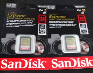 SanDisk サンディスク SDカード 32GB エクストリーム SDHCカード Extreme UHS-I 100MBs 2枚セット