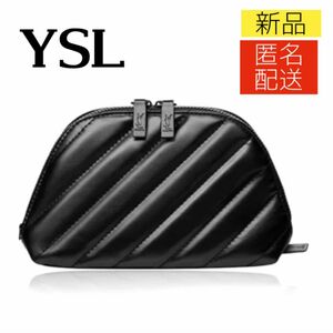 イヴ・サンローラン キルティング ブラック ポーチ YSL ／ 黒 ノベルティ バニティ バッグ 化粧ポーチ コスメポーチ