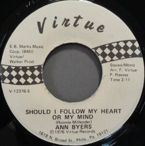 【SOUL 45】ANN BYERS - SHOULD I FOLLOW MY HEART OR MY MIND / IF YOU CAN'T STAND THE HEAT ... (s240511033) 