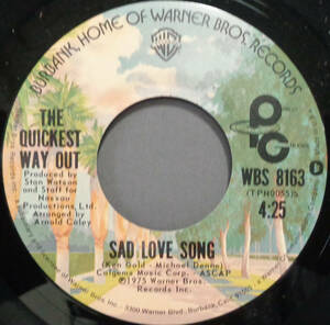 【SOUL 45】QUICKEST WAY OUT - SAD LOVE SONG / THANK YOU BABY FOR LOVING ME (s240509003) *sweet soul
