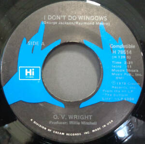 【SOUL 45】O.V. WRIGHT - I DON'T DO WINDOWS / I FEEL LOVE GROWIN (s240503017) 