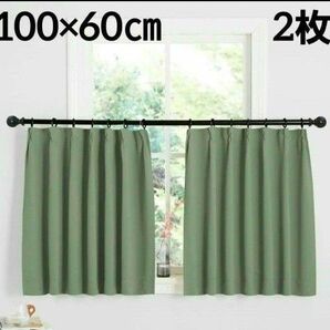 1級 遮光カーテン ドレープカーテン UVカット 100×60cm 2枚 緑