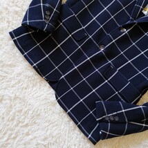 ZARA MAN ザラ マン テーラードジャケット 背抜き 春夏 サマー ウォッシャブル 格子 個性的デザイン 差し色 紺 ネイビー XL 180/100A_画像4