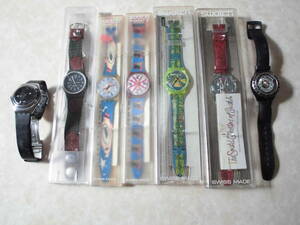 GW中ヤフオクイベント！激熱スタート 腕時計７個 ジャンク スウォッチ6本 ヤナセ1本 SWATCH YANASE 電池切れ 不動 長期保管故障破損