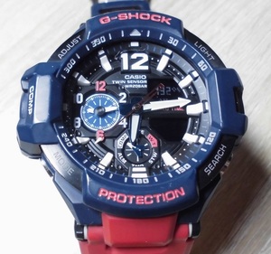  rare color! postage 300 jpy ~ Casio G shock GA-1100-2AJF direction thermometer . possibility Sky Cockpit navy blue X red gravity master G-SHOCK