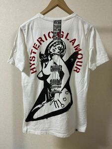 HYSTERIC GLAMOUR ヒステリックグラマー 0203CT21 LET'S ROCK ギターガール 半袖 Tシャツ size M ガール プリント ギター 白 ホワイト 