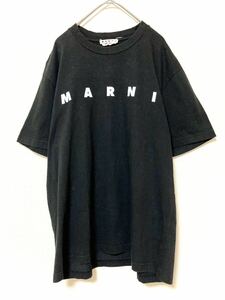 マルニ　marni ロゴ　半袖　tシャツ　メンズ　プリント　トップス　インナー　ブラック ホワイト　46