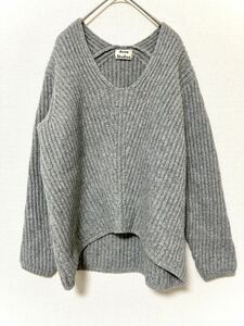 アクネ　ストゥディオズ　acne studios ウール　デボラニット　グレー　レディース　XXS Vネック 厚手　デコルテ　プルオーバー