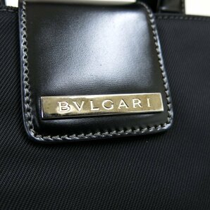 ◆美品◆BVLGARI ブルガリ◆ロゴプレート◆ナイロン カーフ レザー 本革◆ミニ ハンド バッグ◆ブラック シルバー金具◆腕掛け◆A5021の画像8