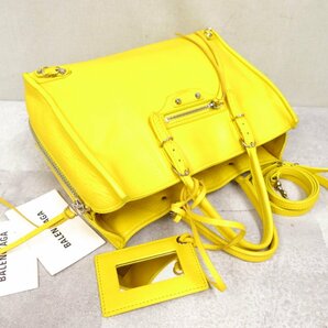 ●超美品●BALENCIAGA バレンシアガ●ペーパーA6●カーフ レザー 本革●2way ハンド バッグ●イエロー●シルバー金具●斜め掛け●Js46418の画像4