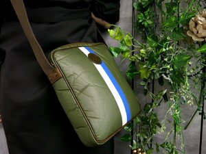 ●超美品●ハンティング・ワールド●メンズ●ロゴ型押し●バチュークロス カーフ レザー 本革●ショルダー バッグ●モスグリーン●Js46429