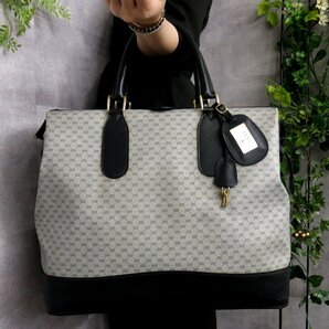 ●美品●GUCCI オールド グッチ●マイクロGG●スプリーム●PVC カーフ レザー 本革●ボストン バッグ●ネイビー●G金具●大容量●Js46405の画像1