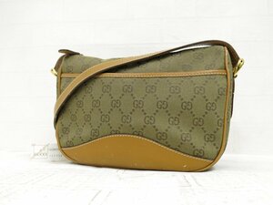 ◆美品◆GUCCI グッチ◆GGキャンバス カーフ レザー 本革◆ショルダー バッグ◆ベージュ系 ゴールド金具◆イタリア製◆斜め掛け◆A5023