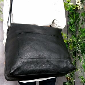 ●超美品●JIL SANDER ジル・サンダー●メンズ●ロゴ型押し●カーフ レザー 本革●ショルダー バッグ●黒●SV金具●A4 収納 書類●Js46342の画像1