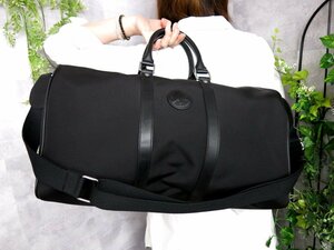 ●超美品●ハンティング・ワールド●メルセデスベンツ コラボ●メンズ●ナイロン カーフ レザー 本革●2way ボストン バッグ●黒●Js46325