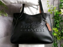 ●超美品●COACH コーチ●ウィズ ホース アンド キャリッジ●カーフ レザー 本革●トート バッグ●黒●G金具●肩掛け●B5 書類●Js46449_画像1