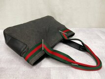 ●超美品●GUCCI グッチ●シェリー●デニム カーフ レザー 本革●トート バッグ●黒 赤 緑●SV金具●肩掛け●B5 収納 書類 かばん●Js46466_画像4