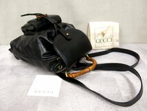 ●超美品●GUCCI グッチ●バンブー●カーフ レザー 本革●巾着 ミニ リュックサック●黒●ゴールド金具●イタリア製●かばん●Js46500_画像4