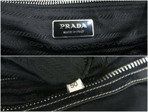 ◆PRADA プラダ◆ナイロン カーフ レザー 本革◆ハンド バッグ◆ブラック シルバー金具◆イタリア製◆肩掛け◆三角ロゴプレート◆A5098_画像10