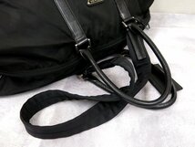 美品●PRADA プラダ●三角ロゴプレート●ポコノ ナイロン サフィアーノ レザー 本革●2way ボストン バッグ●黒●SV金具●大容量●Js46440_画像5