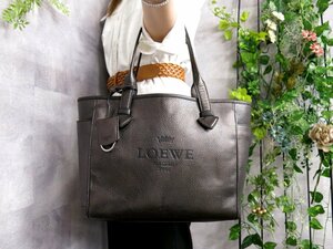 * super-beauty goods *LOEWE Loewe * worn te-ji* Logo type pushed .* car f leather original leather * tote bag handbag * brown group *SV metal fittings *A4 storage *Js46649