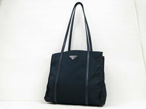 ◆美品◆PRADA プラダ◆ナイロン カーフ レザー 本革◆トート ショルダー バッグ◆ネイビー シルバー金具◆イタリア製◆肩掛け◆A5222