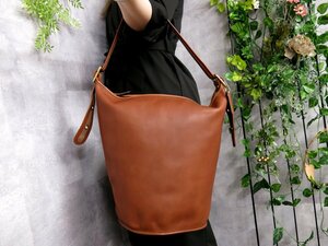 * super-beauty goods *COACH Old Coach *USA made * high class car f leather original leather * one shoulder bag * Brown *G metal fittings * Vintage *A4*Js46634