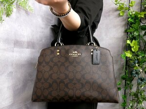 * super-beauty goods * as good as new *COACH Coach * signature * Lilly Carry all *PVC car f leather original leather * handbag * black Brown *Js46727