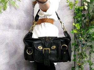 * super-beauty goods *MULBERRY maru Berry * Turn lock * flap * car f leather original leather * handbag * black * Gold metal fittings * shoulder ..*Js46738