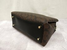 ●超美品●新品同様●COACH コーチ●シグネチャー●リリーキャリーオール●PVC カーフ レザー 本革●ハンド バッグ●黒 ブラウン●Js46727_画像8