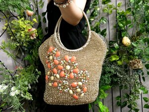 * super-beauty goods * as good as new *ANTEPRIMA Anteprima *biju- rhinestone equipment ornament * wire * tote bag handbag * Gold * arm ..*Js47249