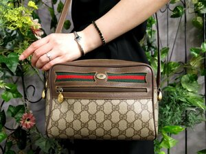 * super-beauty goods * Old Gucci * Sherry *GGs pulley m*PVC car f leather original leather * shoulder bag * Brown beige *G metal fittings *Js47326