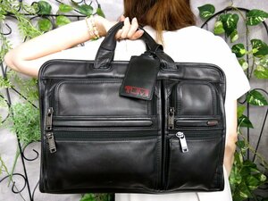 ●超美品●TUMI トゥミ●メンズ●オーガナイザー●レザー 本革●ブリーフケース●黒●シルバー金具●A4 ビジネス●書類 かばん●Js47144