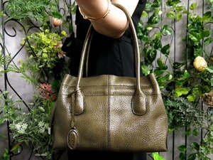 * super-beauty goods *TOD'S Tod's * new D* Logo charm * enamel pa tent leather original leather * tote bag * olive * arm ..* bag *Js47091