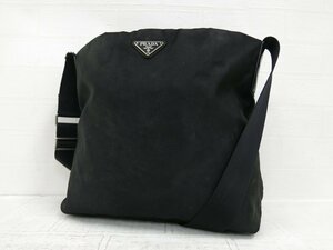 ◆美品◆PRADA プラダ◆メンズ◆ナイロン カーフ レザー 本革◆ショルダー バッグ◆ブラック シルバー金具◆イタリア製◆斜め掛け◆A5388