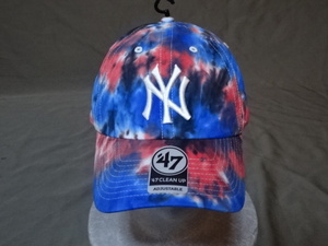 USA購入【47BRAND】 MLBメジャー ニューヨーク ヤンキース【New York Yankees】 染め柄 ロゴ刺繍入り キャップ