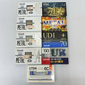 K3779 1 jpy start! cassette tape summarize maxell METAL XS AXIA AU IVX UDI UR TDK EC unopened 9ps.
