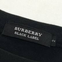 BURBERY バーバーリー BLACK LABEL ブラックレーベル 馬上の騎士 エンブロイダリー 黒赤チェック コットン製 クールネック 半袖Tシャツ _画像7