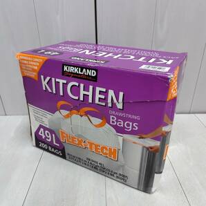 送料無料 未使用 箱潰れ ◆ KIRKLAND ひも付き キッチン ポリ袋 49L 60cmx68cm カークランド COSTCO コストコ ゴミ袋 店舗 アウトドア 元箱の画像1