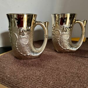 Glass Ware グラス　タンブラー　ホルン　ゴールド　プレイボーイ　2個セット