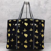 1円〜【入手困難】Vivienne Westwood ヴィヴィアンウエストウッド トートバッグ 総柄 オーブ ハート A4収納 肩掛け 自立 メンズ レディース_画像3