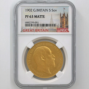 1902 英国 エドワード7世 ソブリン 5ポンド 金貨 マット NGC PF 63 MATTE 未使用品 イギリス 金貨