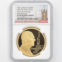 2021 英国 エディンバラ公爵 フィリップ殿下追悼記念 200ポンド 金貨 2オンス NGC PF 70 UC ER 最高鑑定 完全未使用品 元箱付_画像1