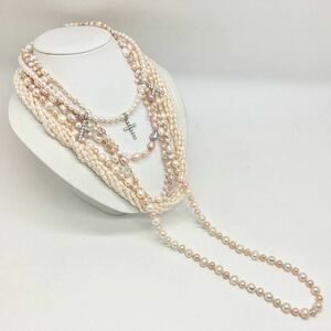 「淡水パールネックレス5点おまとめ」m 約294.5g 真珠 ケシ バロック ベビー pearl Pearl necklace jewelry silver DA0