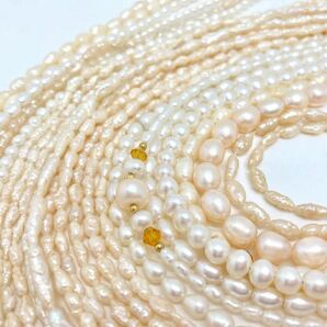 「淡水パールアクセサリーパーツおまとめ」m重量約178g 淡水真珠 ケシ バロック ベビー pearl Pearl necklace accessory ルース CE0の画像3