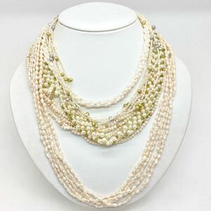 「淡水パールネックレス5点おまとめ」m 約165g 真珠 ケシ バロック ベビー pearl Pearl necklace jewelry silver DA0