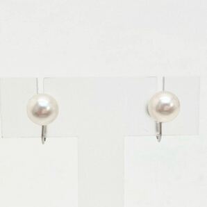 「K14WG アコヤ本真珠イヤリング」m 約2.2g pearl パール 約7.5mm earring イヤリング earring pierce jewelry ジュエリー DD0の画像2