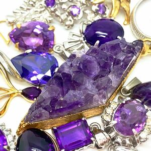 「アメシストペンダントトップ おまとめ」m 重量約37g アメジスト 大ぶり amethyst 紫水晶 pendant silver CE0