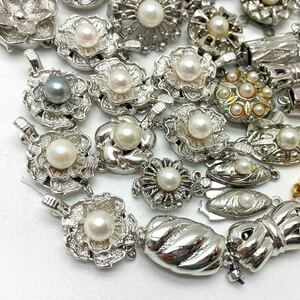 大量!!［クラスプ30点おまとめ］m 約71.0g あこや ベビー パール pearl 留め具 イミテーションnecklace パーツ parts accessory silver CE0